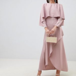 ASOS DESIGN crop top kimono satin mink pink maxi dress with split skirt - Liyanah