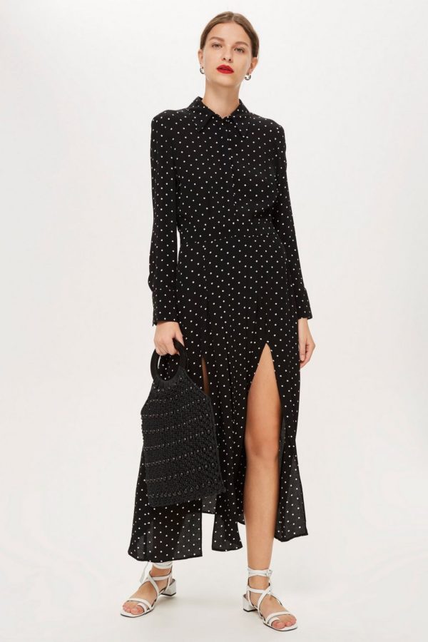 Spot pleat on sale shirt dress topshop