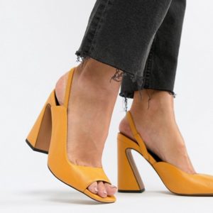 ASOS DESIGN Hinton Premium Leather Yellow Heeled Sandals - Liyanah.co