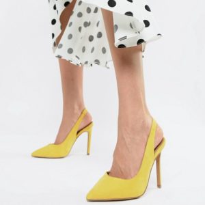 ASOS DESIGN Pepper pointed slingback yellow high heels - Liyanah.co