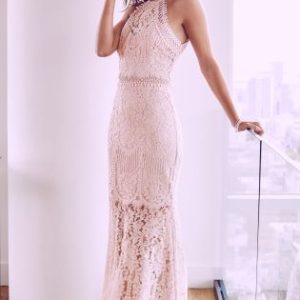 Lipsy VIP All Over Lace Halter Pink Maxi Dress - Liyanah