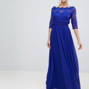 Little Mistress blue lace maxi dress