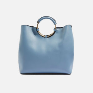 Metal Handle Blue Tote Bag - Liyanah