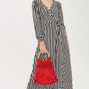 PETITE Stripe Black and White Maxi Shirt Dress - Liyanah