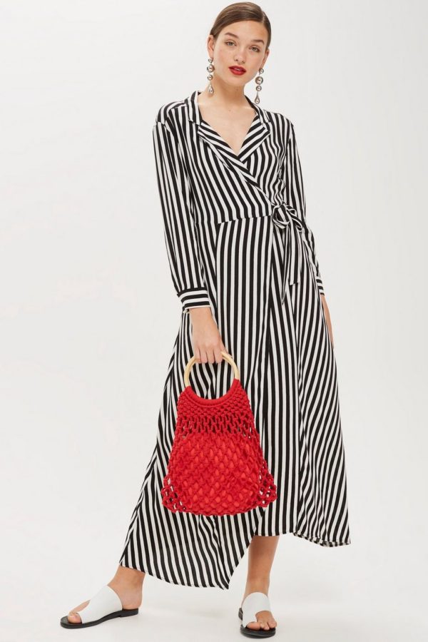 PETITE Stripe Black and White Maxi Shirt Dress - Liyanah