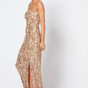 Strapless Bandeau Sequin Maxi Dress by Club L London - Liyanah