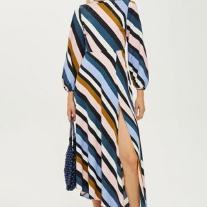 Topshop Striped Open Back Dress - Liyanah