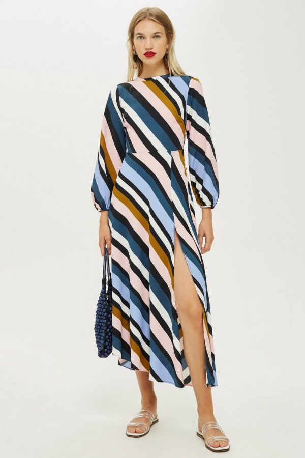 Topshop Striped Open Back Dress - Liyanah