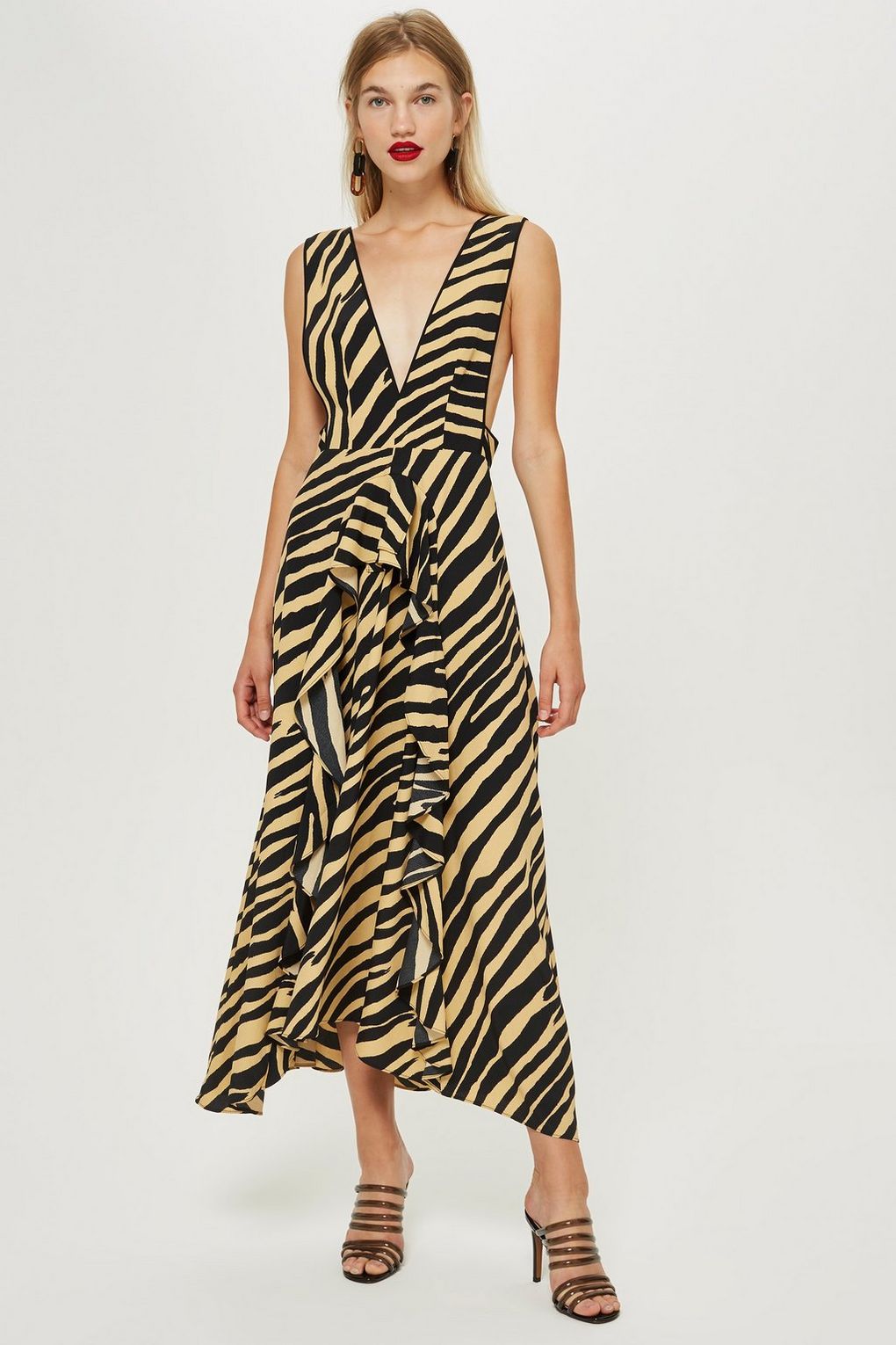 topshop zebra print midi dress