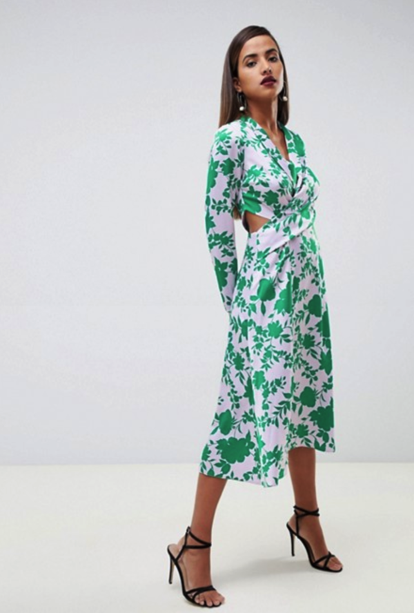 ASOS DESIGN collar midi tea dress in floral - Liyanah