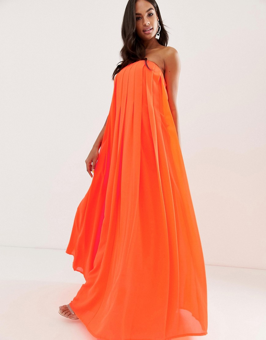 ASOS DESIGN bandeau pleated column maxi dress