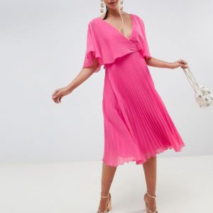 ASOS DESIGN midi dress with pleat skirt and flutter sleeve - Liyanah