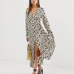 ASOS DESIGN wrap maxi dress in leopard print - Liyanah