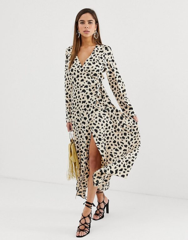 ASOS DESIGN wrap maxi dress in leopard print - Liyanah