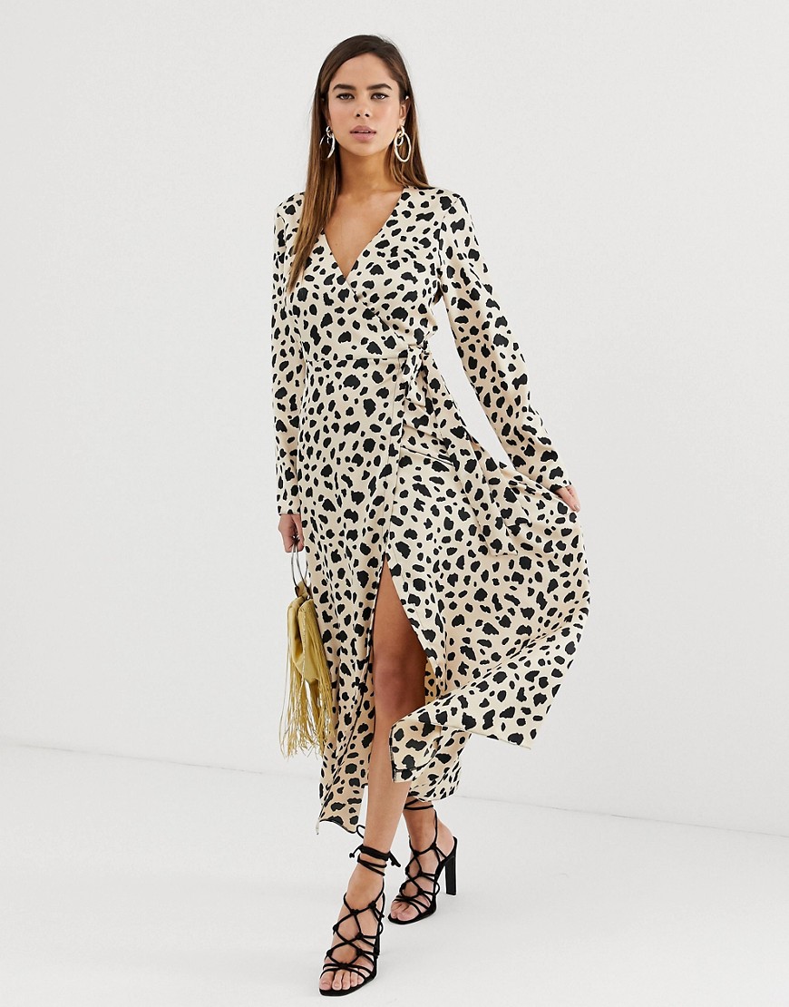 ASOS DESIGN wrap maxi dress in leopard print