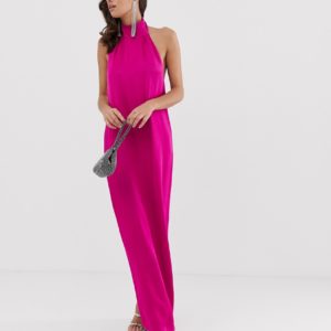 ASOS EDITION halter column maxi dress in satin - Liyanah