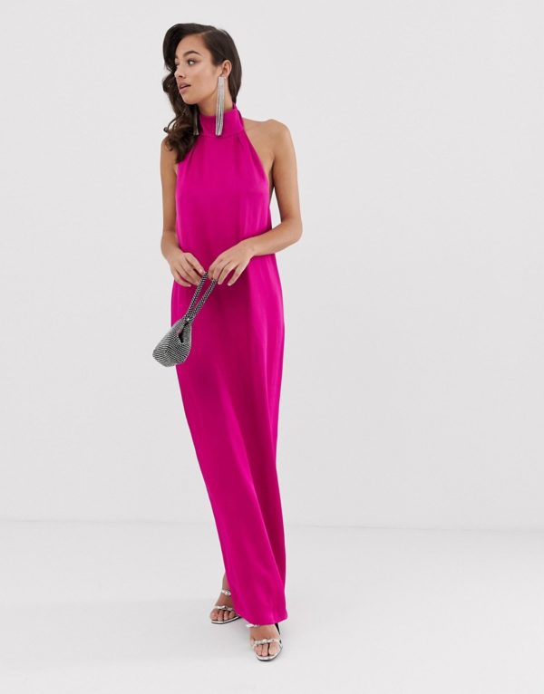 ASOS EDITION halter column maxi dress in satin - Liyanah