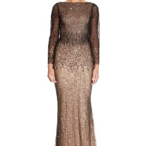 Adrianna Papell Black Beaded Long Gown - Liyanah
