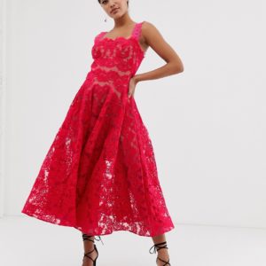 Bronx & Banco Britney pink lace midi dress - Liyanah