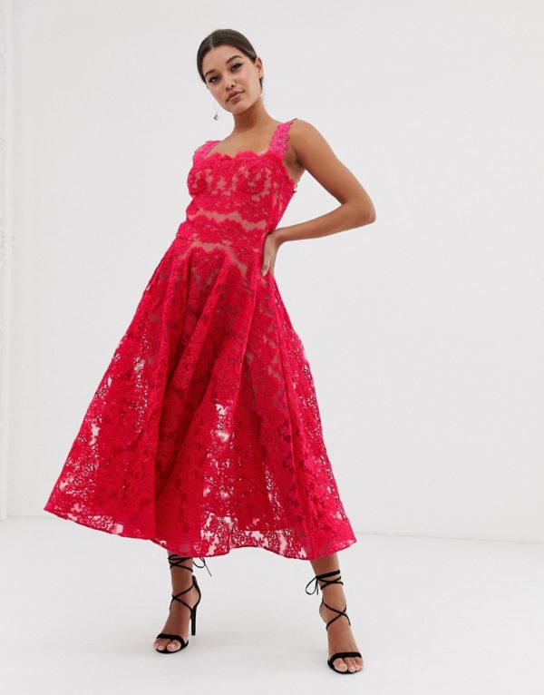 Bronx & Banco Britney pink lace midi dress - Liyanah