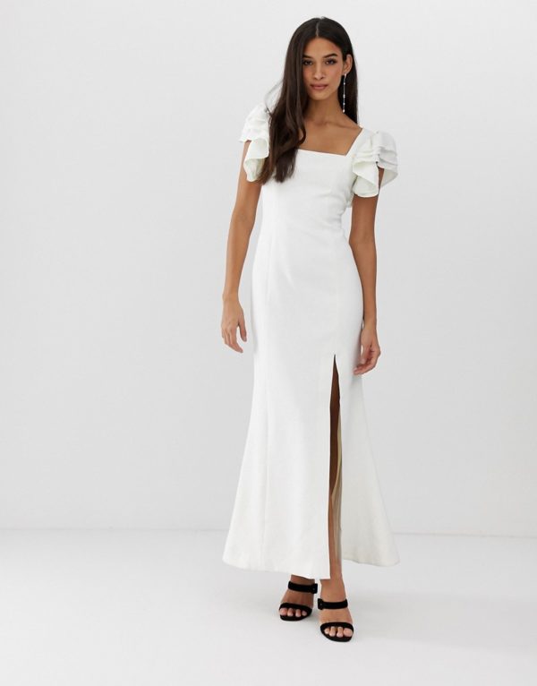 C Meo Collective heart of me ruflfe ivory white gown - Liyanah