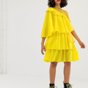 House of Holland rip stop extreme yellow frill dress - Liyanah