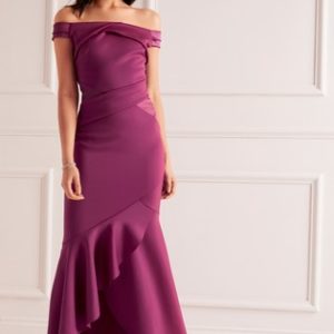 Lipsy Bardot Satin Panel Maxi Dress - Liyanah