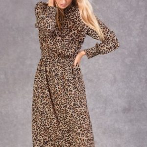 Topshop Animal Leopard Print High Neck Dress - Liyanah