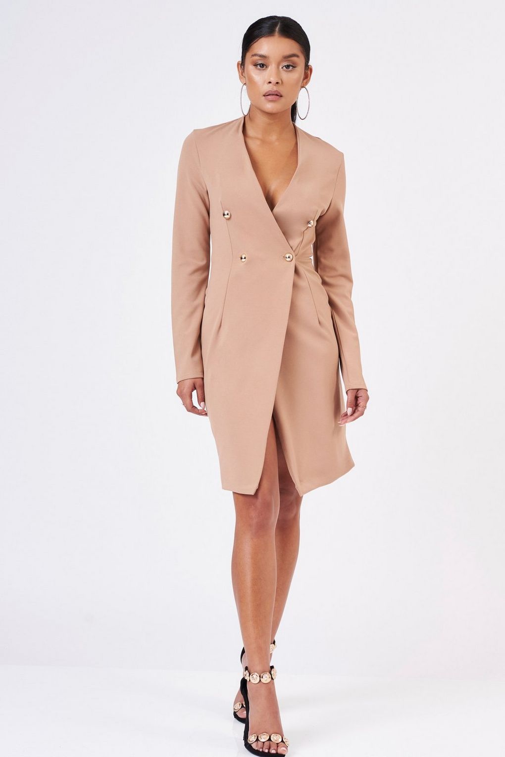 Blazer Midi Wrap Dress by CLUB L