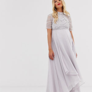 ASOS DESIGN Maternity maxi dress with short sleeve embellished bodice