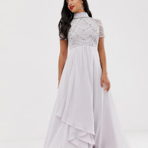 ASOS DESIGN Petite embellished bodice maxi dress with short sleeve
