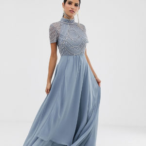 ASOS DESIGN Tall maxi dress with short sleeve embellished bodice