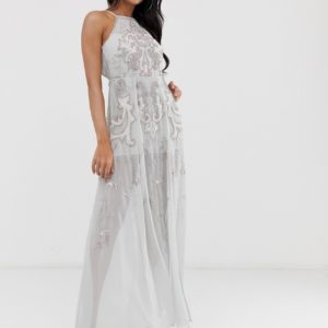 ASOS DESIGN embellished artworked maxi dress