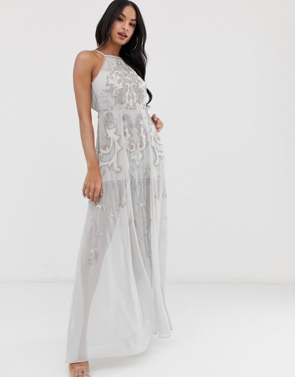 ASOS DESIGN embellished artworked maxi dress