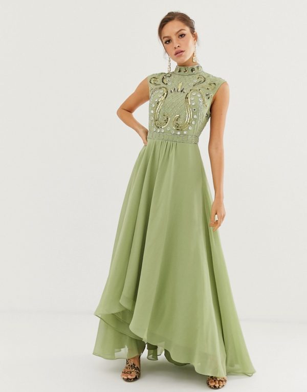 ASOS DESIGN maxi dress with embellished mirror bodice