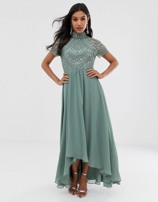 ASOS DESIGN maxi dress with short sleeve embellished bodice