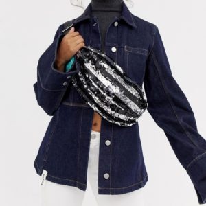 ASOS DESIGN sling bag in stripe sequin
