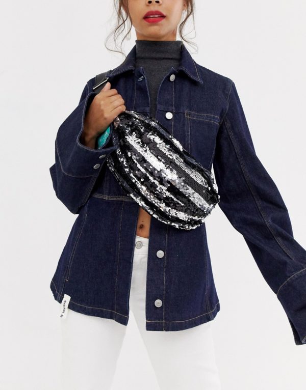 ASOS DESIGN sling bag in stripe sequin