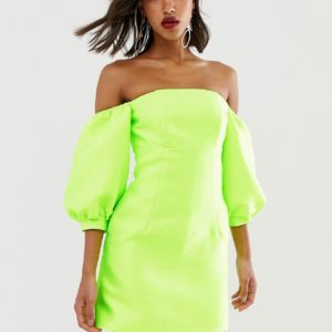 ASOS EDITION puff sleeve off shoulder mini dress