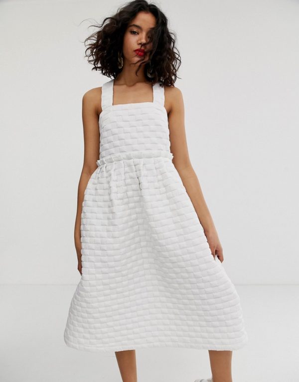 ASOS WHITE volume tiered dress