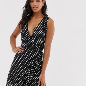 AllSaints krystal valentine heart print wrap dress