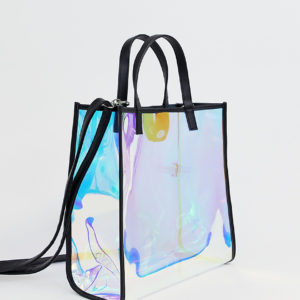 Bershka holographic shopper in white