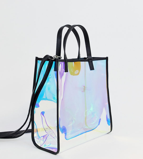 Bershka holographic shopper in white