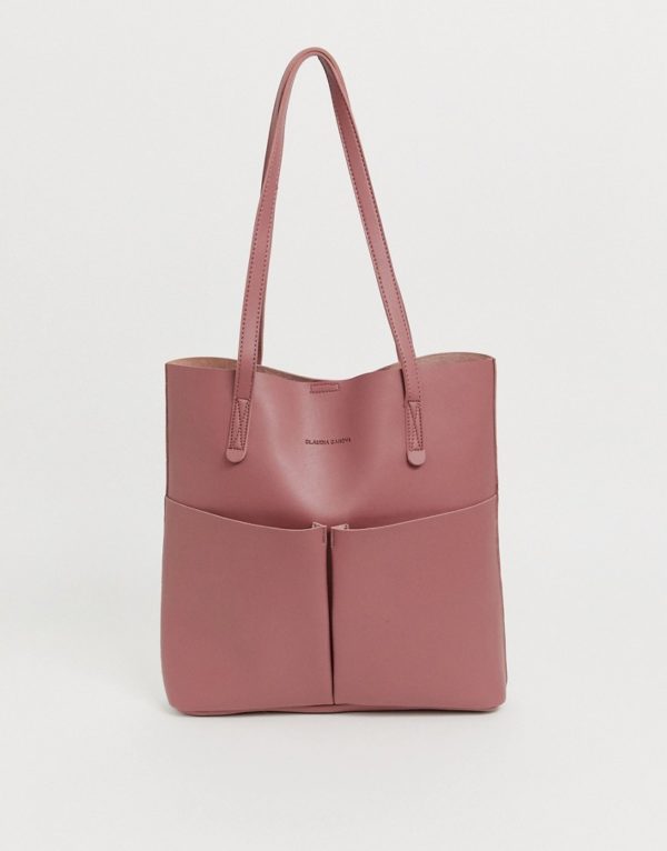 Claudia Canova Unlined Double Pocket Shopper in Rose