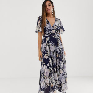 Forever New Petite floral print midi dress with asymmetric hem