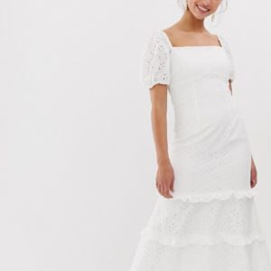 Keepsake Higher broderie square neck midi dress