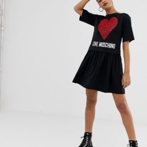 Love Moschino double layer dress with heart motif