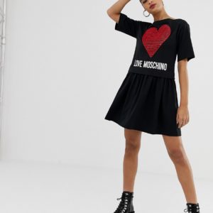 Love Moschino double layer dress with heart motif