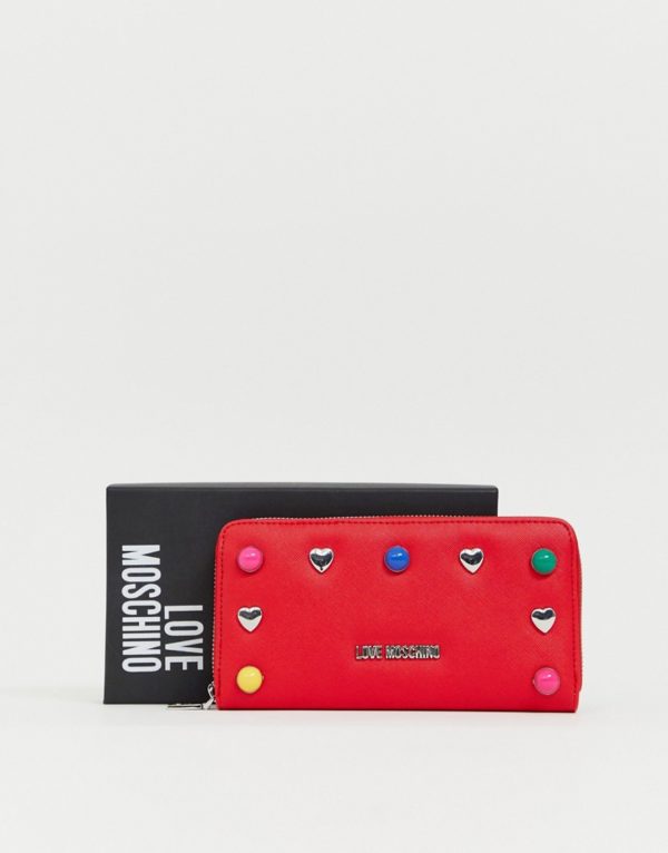 Love Moschino studded zip around purse