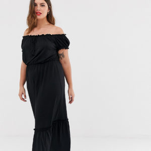 New Look Curve bardot maxi dress in black